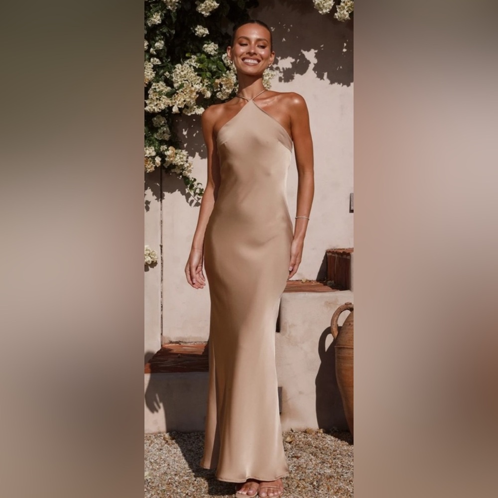 BILLY J Chiara Maxi Dress Champagne - Size 14